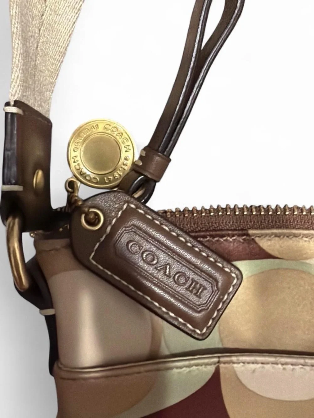 Coach Beige and Brown Signature Crossbody
